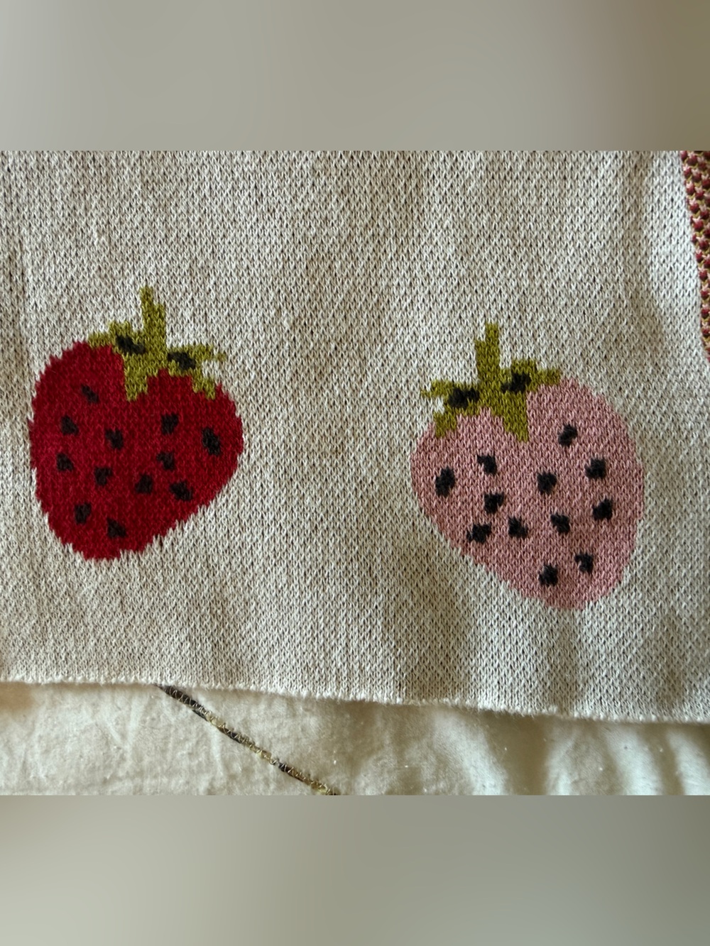 House & Garden Strawberry Knit hand towel cottagecore fruit kitchen cute